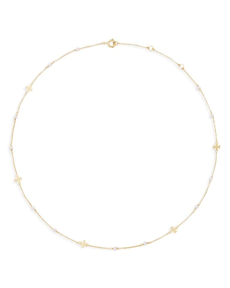Kira Delicate Cultured Pearl Station Necklace, 16"-18"