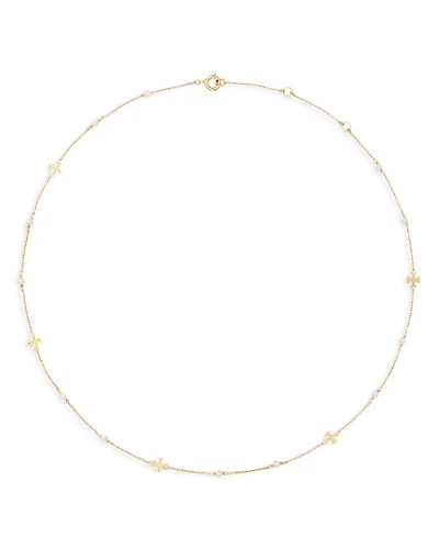 Kira Delicate Cultured Pearl Station Necklace, 16"-18"