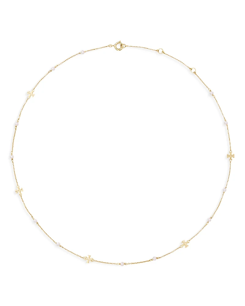 Tory Burch Kira Delicate Cultured Pearl Station Necklace, 16-18