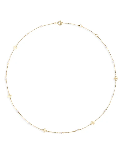 Tory Burch Kira Delicate Cultured Pearl Station Necklace, 16-18