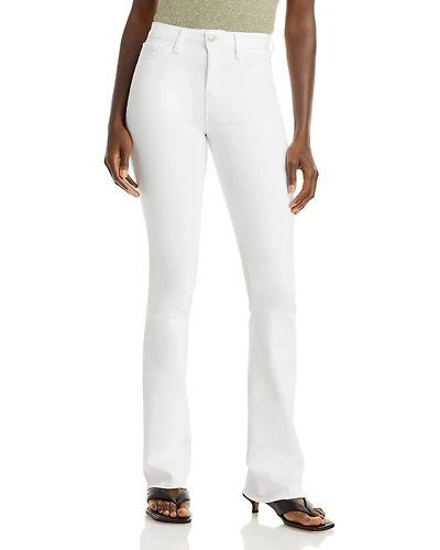 Selma Cotton Stretch High Rise Bootcut Jeans Blanc