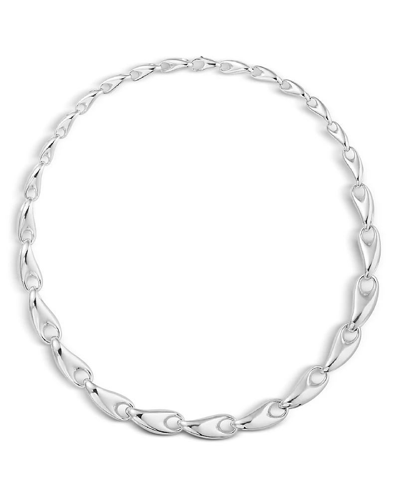 Georg Jensen Sterling Silver Reflect Graduated Link Collar Necklace