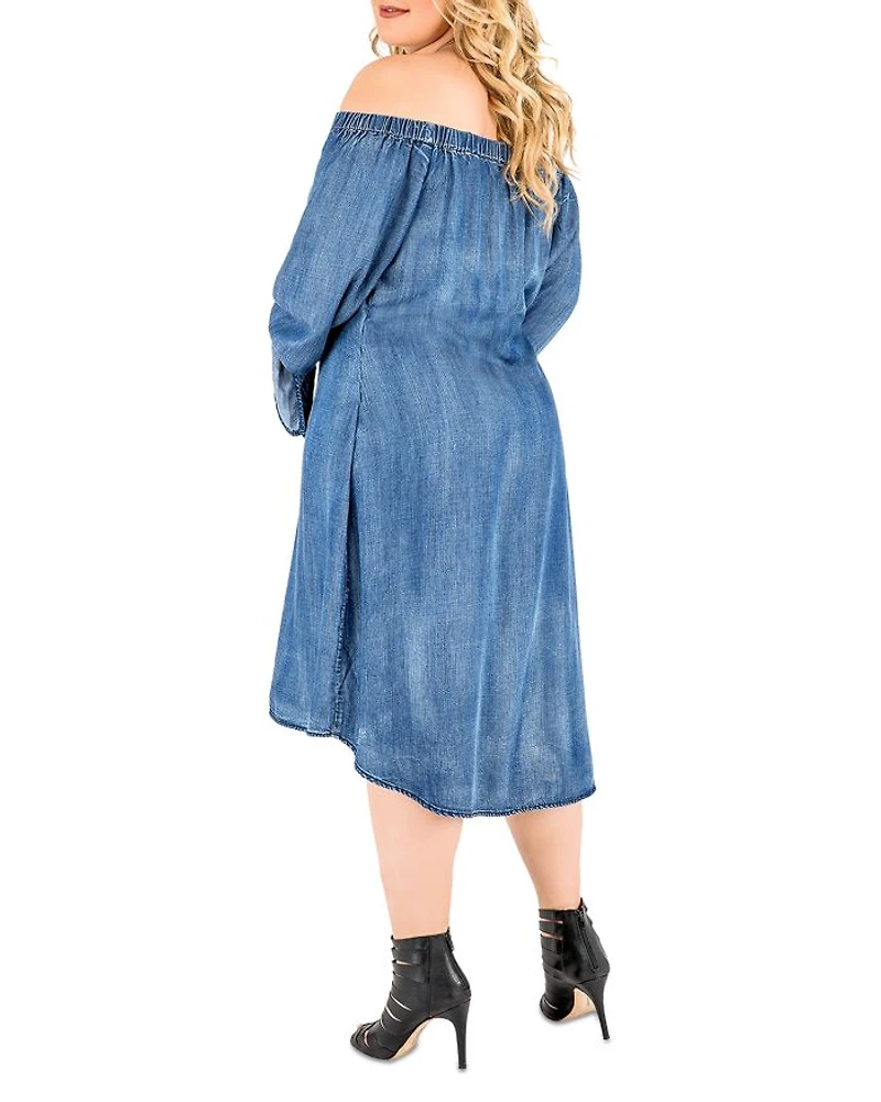 Julie Off-the-Shoulder Chambray Dress