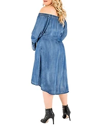 Julie Off-the-Shoulder Chambray Dress
