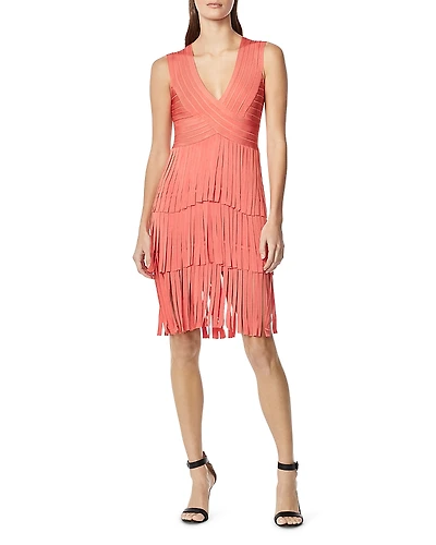 Herve Leger Sleeveless Fringed Dress