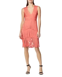 Herve Leger Sleeveless Fringed Dress