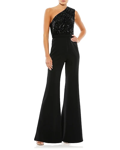 Mac Duggal Sequined One Shoulder Jumpsuit