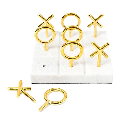 Jonathan Adler Brass and Marble Tic Tac Toe Set