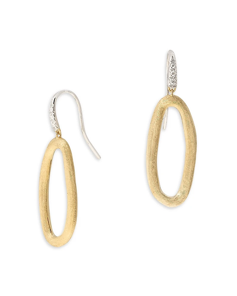 Marco Bicego 18K White & Yellow Gold Jaipur Link Diamond Oval Link Drop Earrings