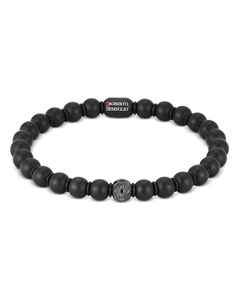 Roberto Demeglio Men's Sfera Black Diamond & 18K White Gold Stretch Bracelet