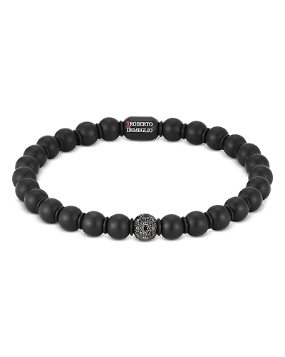 Roberto Demeglio Men's Sfera Black Diamond & 18K White Gold Stretch Bracelet