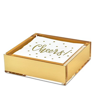 Tizo Lucite Gold Tone Cocktail Napkin Tray