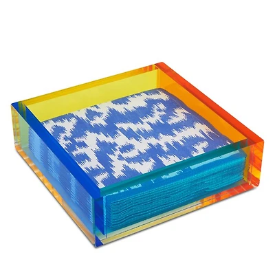 Lucite Multicolor Cocktail Napkin Tray