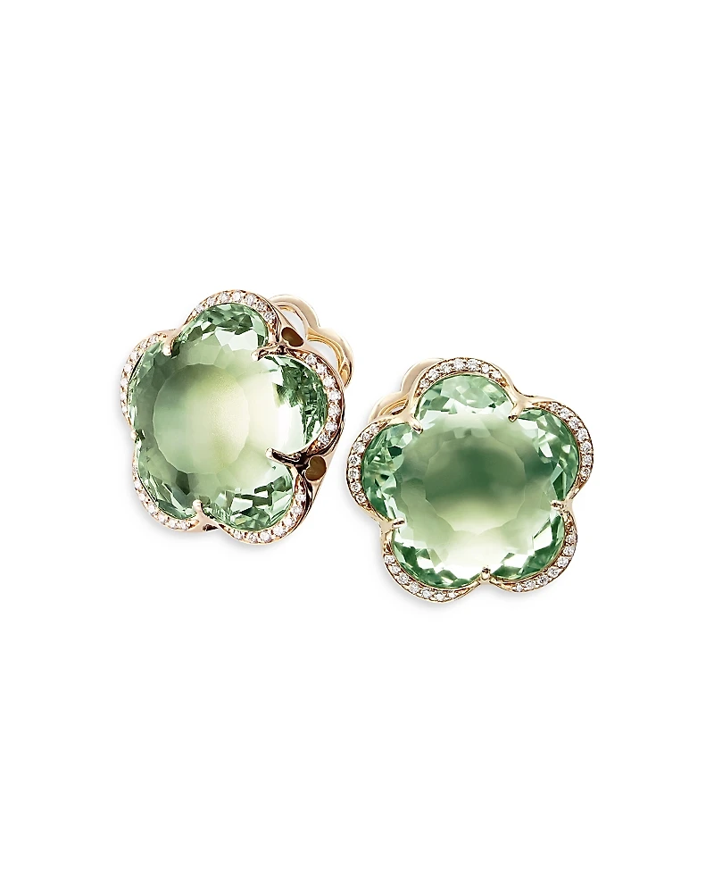 Pasquale Bruni 18K Rose Gold Bon Ton Prasiolite & Diamond Dolce Vita Stud Earrings