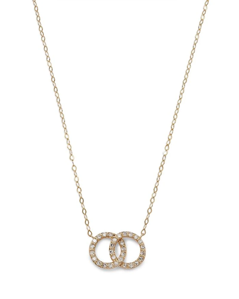 Diamond Double O Pendant Necklaces 14K Gold, 0.25 tcw each