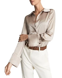 Hailey Button Front Silk Shirt