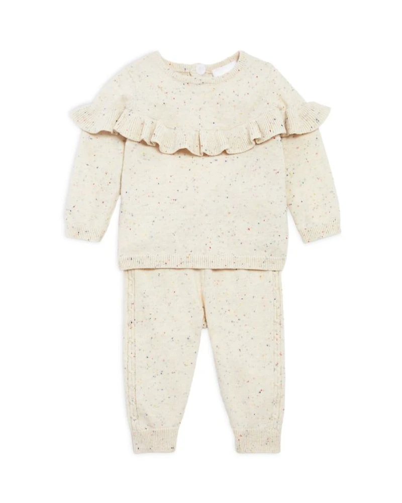 Girls' Ruffle Trim Confetti Sweater Set - Baby