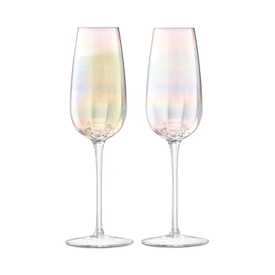 Lsa Iridescent Champagne Flutes, Set of 2
