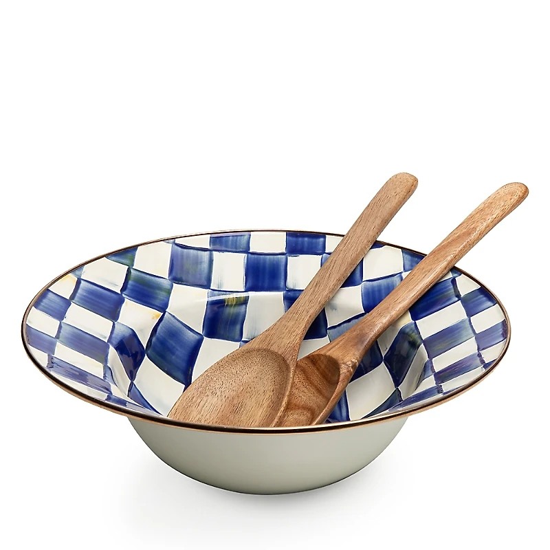 Mackenzie-Childs Royal Check Enamel Salad Serving Set