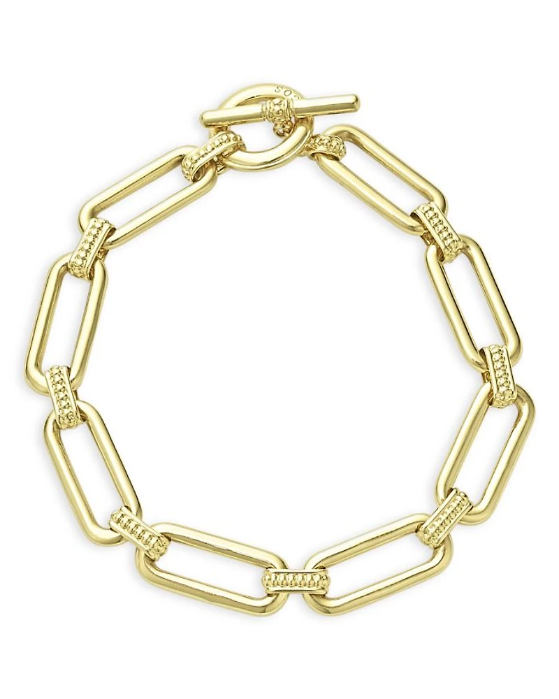 18K Yellow Gold Signature Caviar Smooth Oval Chain Bracelet