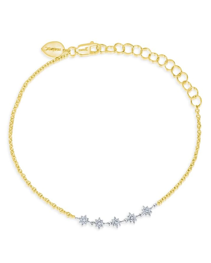 White & Yellow Gold Diamond Starburst Mini Cluster Bracelet