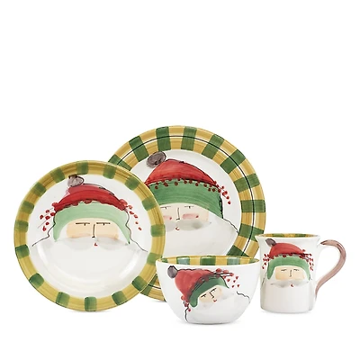 Vietri Old St. Nick Green Hat 4-Piece Dinnerware Place Setting