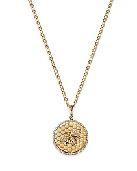 Bloomingdale's Fine Collection Diamond Bumble Bee Disc Pendant Necklace