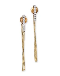 Diamond Vertical Bar Chain Earrings in 14K Yellow Gold