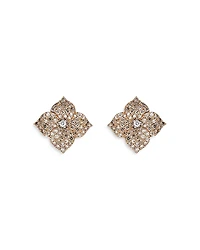 Piranesi 18K Rose Gold Champagne & White Diamond Flower Earrings