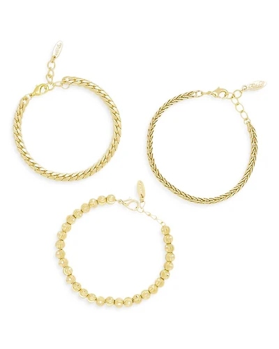 Classical Bracelets in 18K Gold Plate, Set of 3