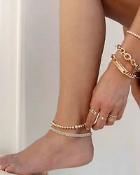 Baguette Ankle Bracelet in 18K Gold Plate