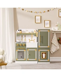 Kids Versailles Deluxe Classic Play Kitchen Olive Green - Ages 3-7