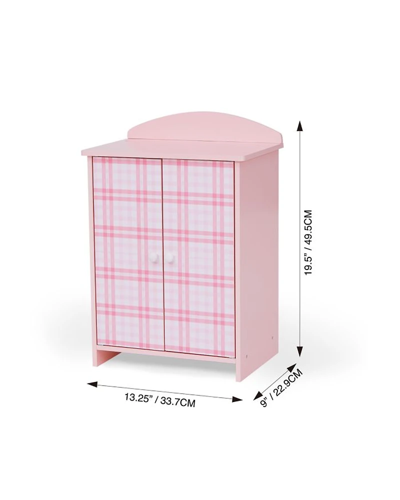 Kids Aurora Princess 18" Doll Pink Plaid Closet with Bathrobe & Slipper Pink/White - Ages 3-7
