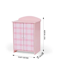 Kids Aurora Princess 18" Doll Pink Plaid Closet with Bathrobe & Slipper Pink/White - Ages 3-7