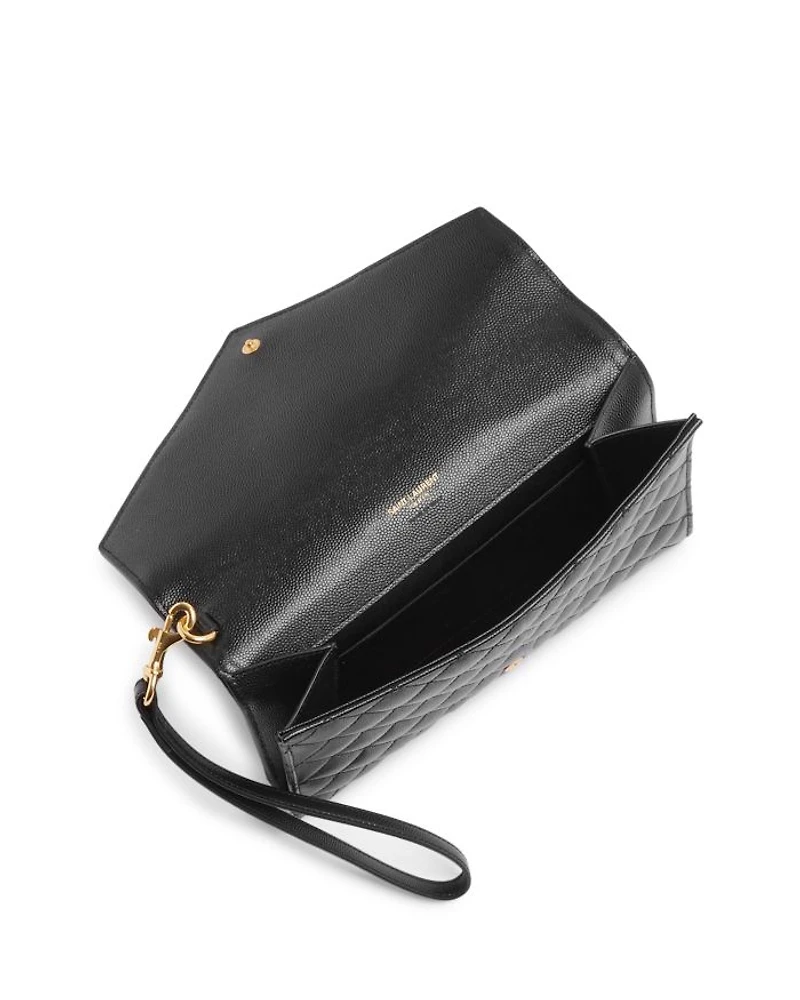Envelope Flap Pouch Mix Matelassé Grain De Poudre Embossed Leather