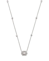 Diamond Baguette & Round Mosaic Pendant Necklace in 14K White Gold, 0.60 tcw