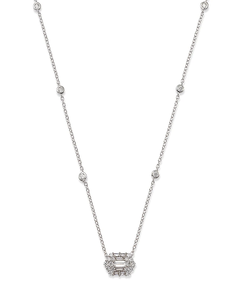 Bloomingdale's Fine Collection Diamond Baguette & Round Mosaic Pendant Necklace