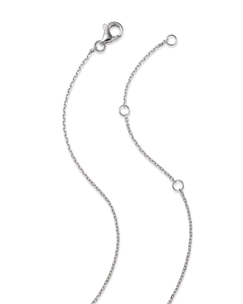 Aquamarine & Diamond Accent Curved Bar Necklace in 14K White Gold, 17"