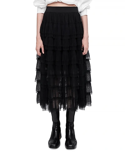 Maje Josepha Tiered Tulle Skirt