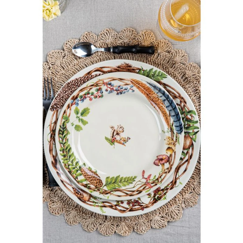 Forest Walk Café Au Lait Dessert/Salad Plate, Assorted Set 4