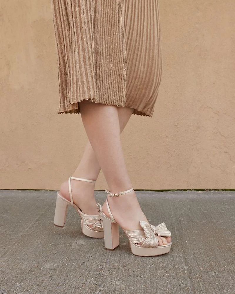 Women's Natalia Pleated Platform High Block Heel Sandals