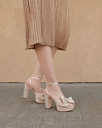 Women's Natalia Pleated Platform High Block Heel Sandals