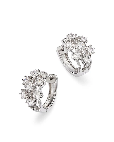 Bloomingdale's Fine Collection Diamond Cluster Hoop Earrings