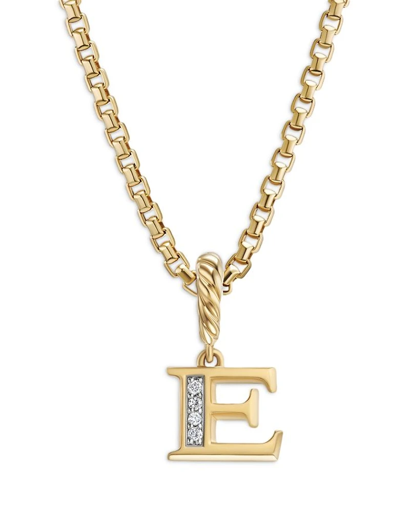 18K Gold Amulets Diamond Pavé Initial Pendant
