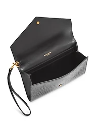 Monogram Croc Embossed Leather Clutch