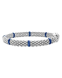 Ultramarine Ceramic & Sterling Silver Blue Caviar Station Bracelet