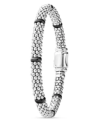 Ceramic & Sterling Silver Black Caviar Station Bracelet