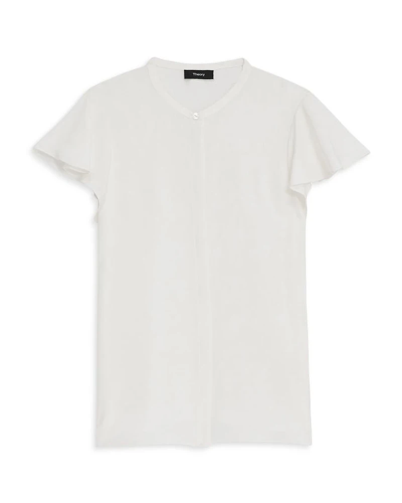 Silk Ruffle Sleeve Top