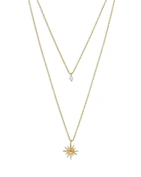 Ettika Cubic Zirconia & Starburst Layered Pendant Necklace