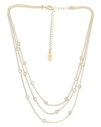 Perfect Crystal Dotted Cubic Zirconia Layered Collar Necklace in 18K Gold Plated, 13"-16"